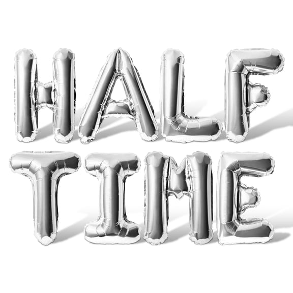 Letter Balloons - HALF TIME 16" Inch Alphabet Letters Foil Mylar Balloon Game Day Party Banner (Silver)