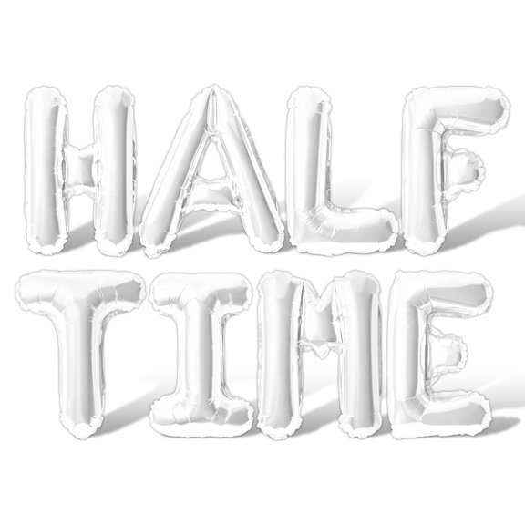Letter Balloons - HALF TIME 16" Inch Alphabet Letters Foil Mylar Balloon Game Day Party Banner (White)