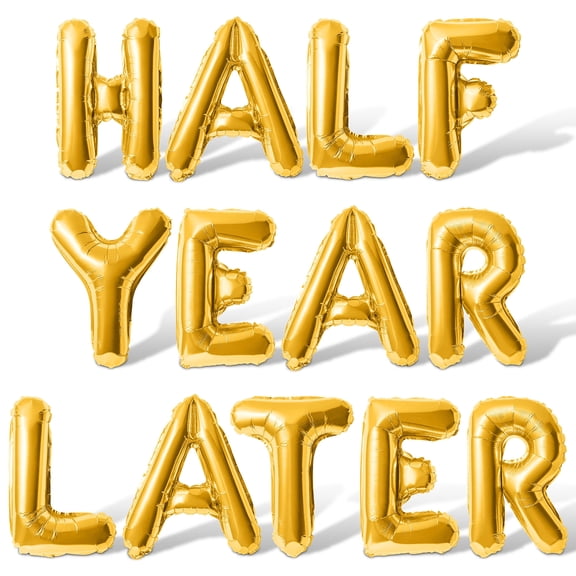 Letter Balloons - HALF YEAR LATER 16" Inch Alphabet Letters Foil Mylar Balloon 6 Month Anniversary Party Banner (Gold)