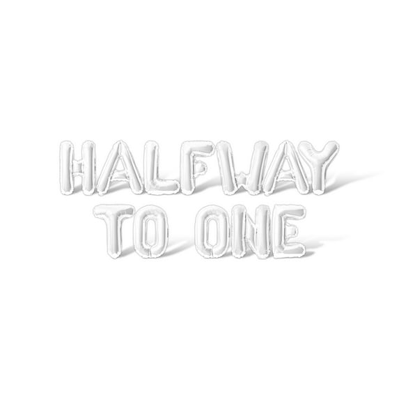 Letter Balloons - HALFWAY TO ONE 16" Inch Alphabet Letters Foil Mylar Balloon Birthday Party Banner (White)