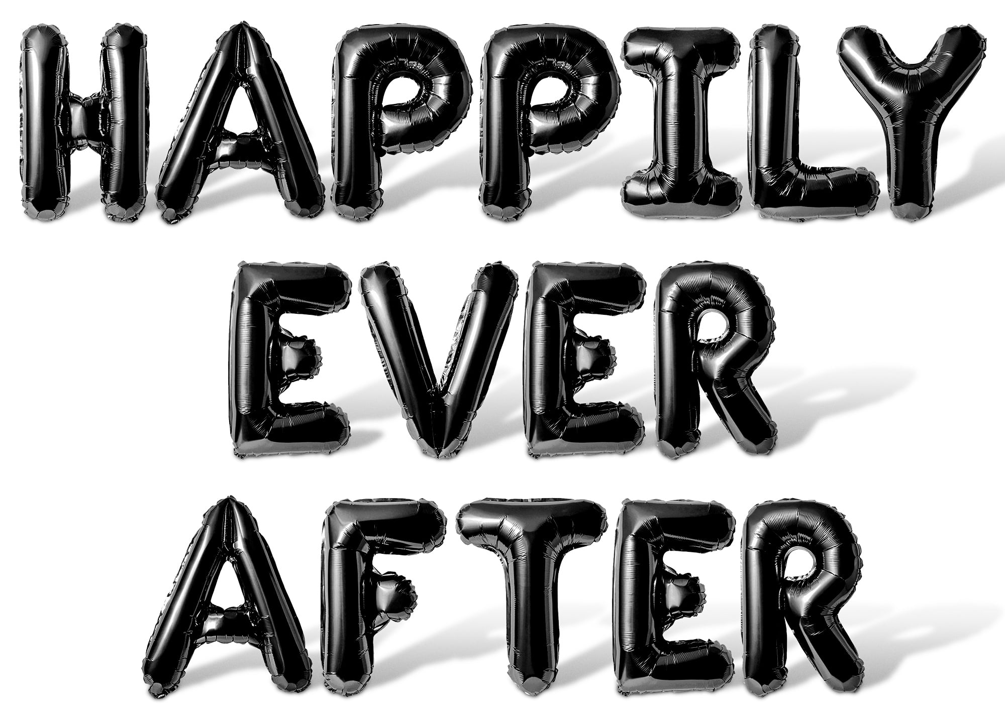 Letter Balloons - HAPPILY EVER AFTER 16" Inch Alphabet Letters Foil Mylar Balloon Bachelorette Party Banner (Black)