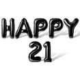 thumbnail image 1 of Letter Balloons - HAPPY 21 16" Inch Alphabet Letters Foil Mylar Balloon 21st Birthday Party Banner (Black), 1 of 5
