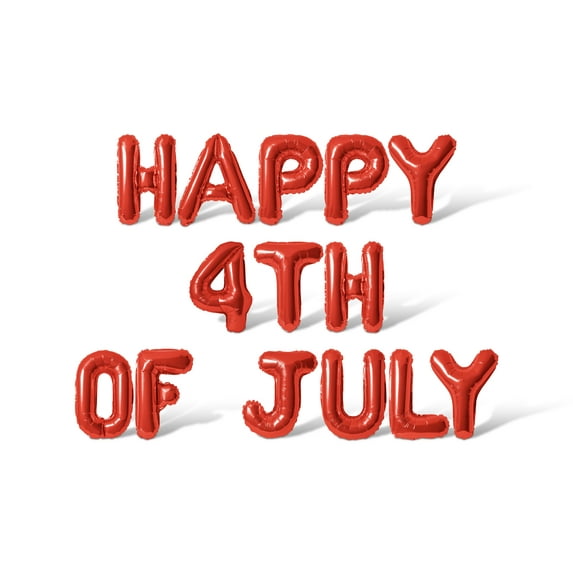 Letter Balloons - HAPPY 4TH OF JULY 16" Inch Alphabet Letters Foil Mylar Balloon 4th of July Party Banner (Red)