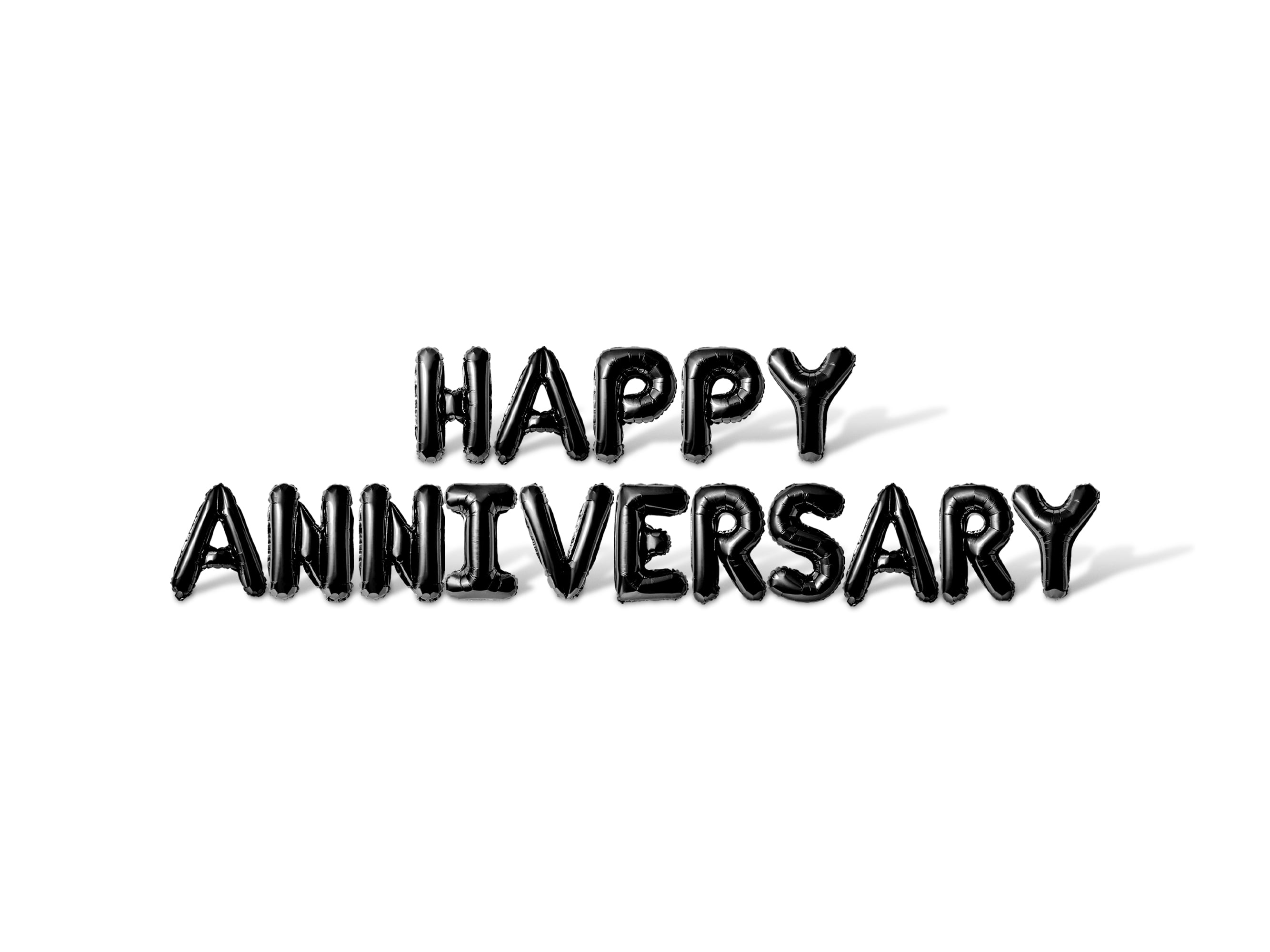 Letter Balloons - HAPPY ANNIVERSARY 16" Inch Alphabet Letters Foil Mylar Balloon Wedding Anniversary Banner (Black)