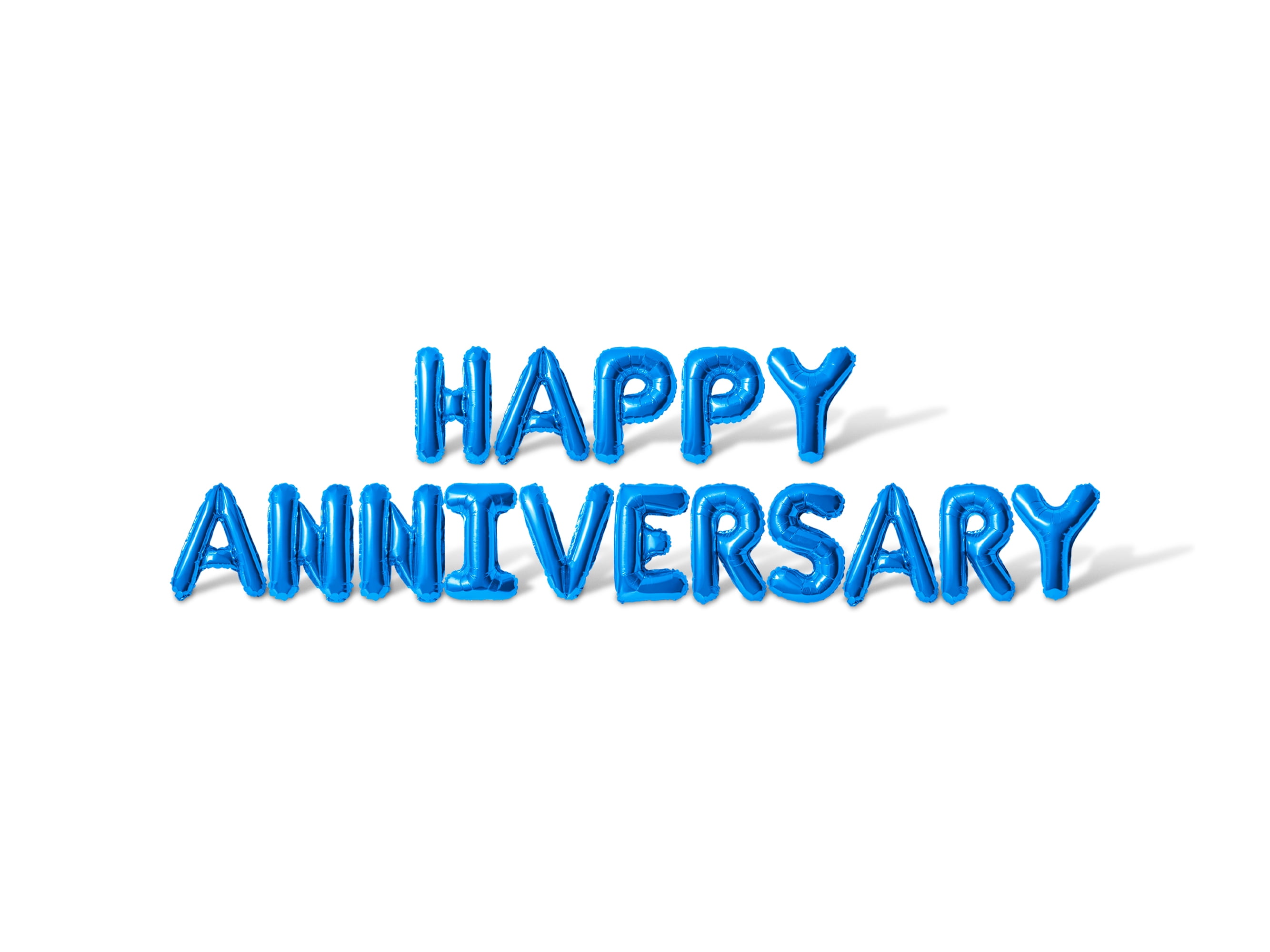 Letter Balloons - HAPPY ANNIVERSARY 16" Inch Alphabet Letters Foil Mylar Balloon Wedding Anniversary Banner (Blue)
