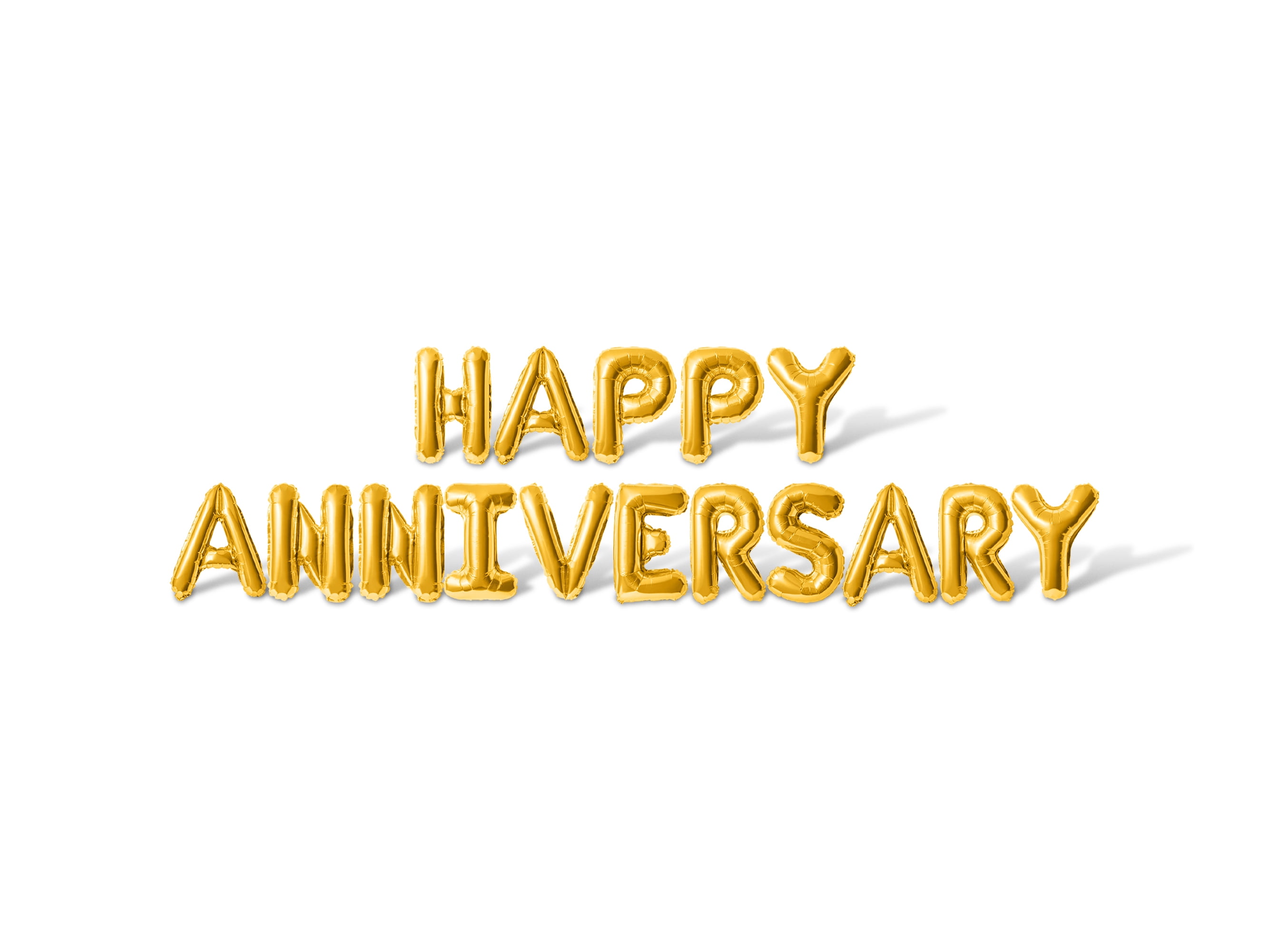 Letter Balloons - HAPPY ANNIVERSARY 16" Inch Alphabet Letters Foil Mylar Balloon Wedding Anniversary Banner (Gold)
