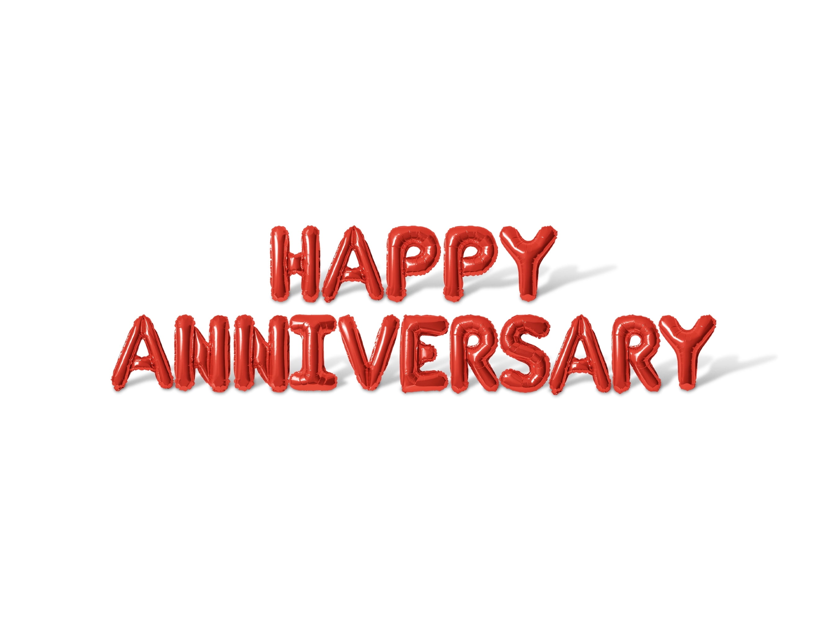 Letter Balloons - HAPPY ANNIVERSARY 16" Inch Alphabet Letters Foil Mylar Balloon Wedding Anniversary Banner (Red)