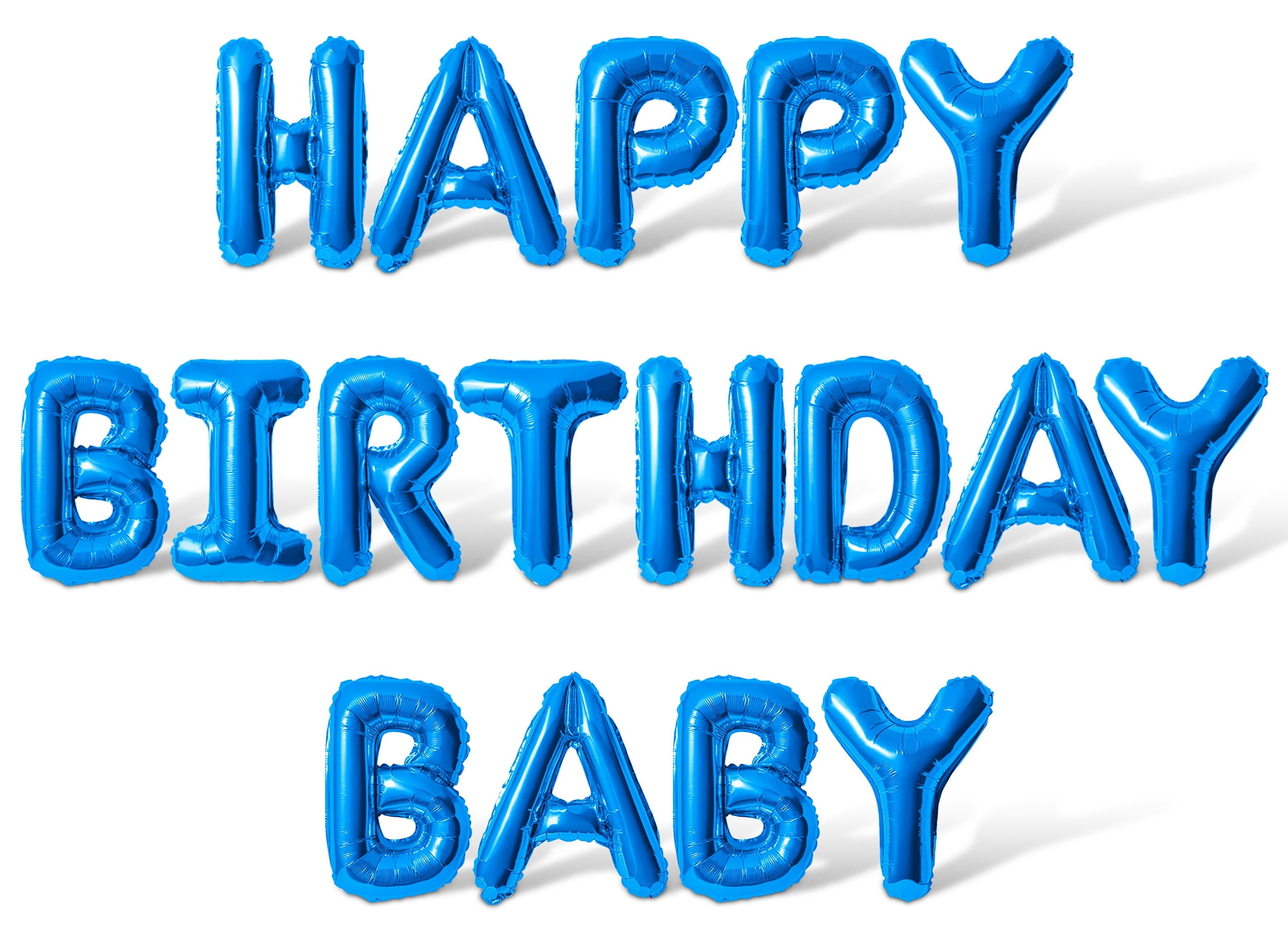 Letter Balloons - HAPPY BIRTHDAY BABY 16" Inch Alphabet Letters Foil Mylar Balloon Birthday Party Banner (Blue)