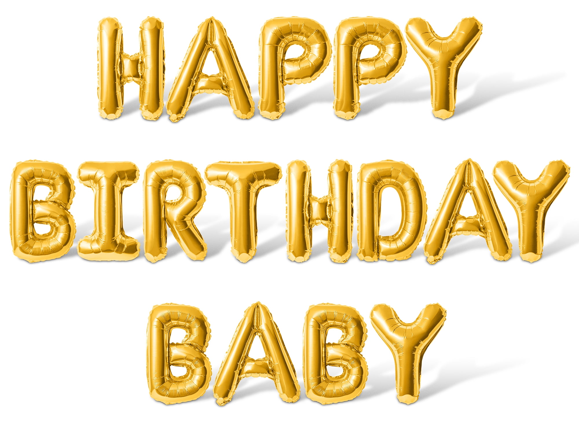 Letter Balloons - HAPPY BIRTHDAY BABY 16" Inch Alphabet Letters Foil Mylar Balloon Birthday Party Banner (Gold)