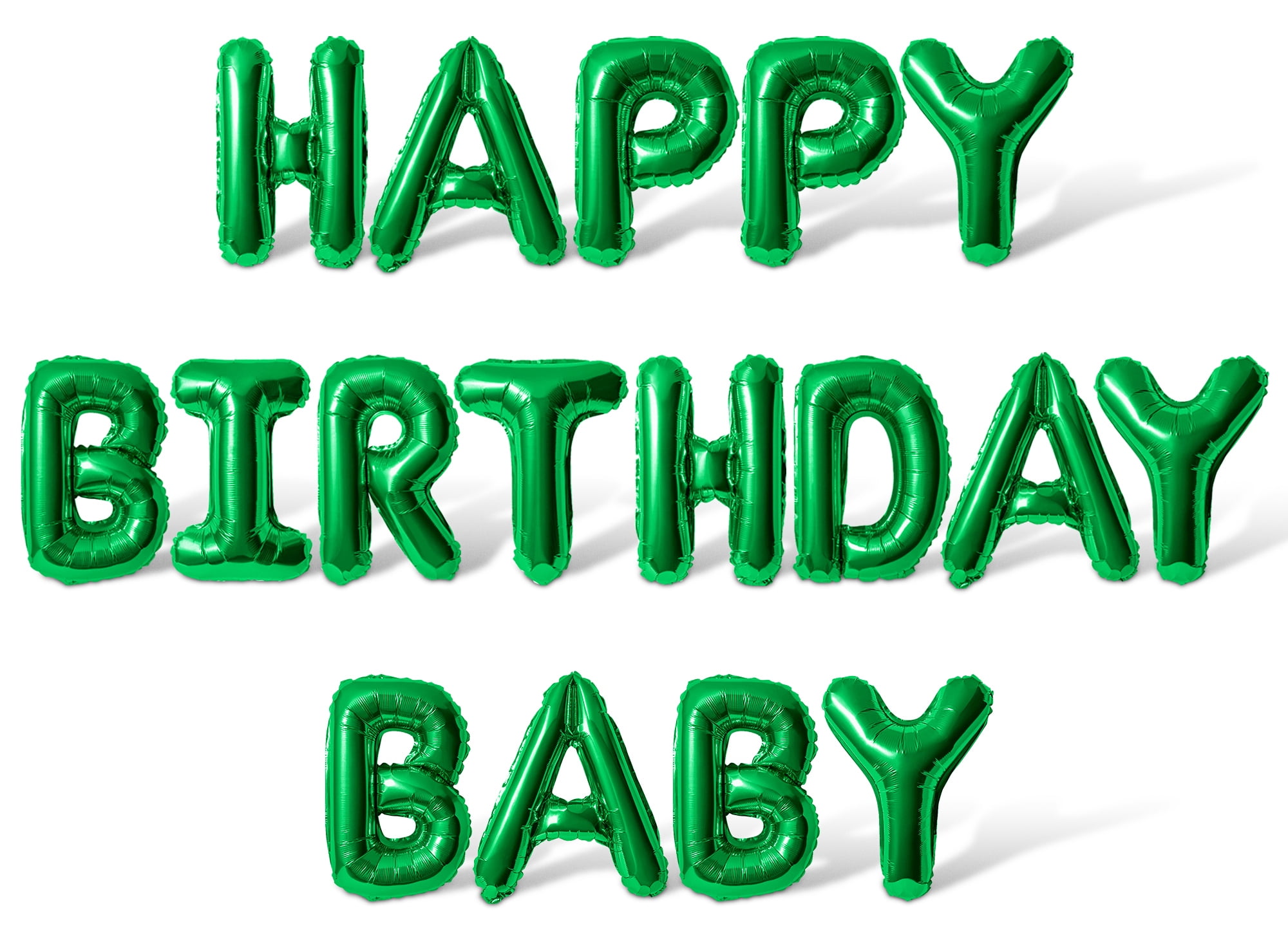 Letter Balloons - HAPPY BIRTHDAY BABY 16" Inch Alphabet Letters Foil Mylar Balloon Birthday Party Banner (Green)
