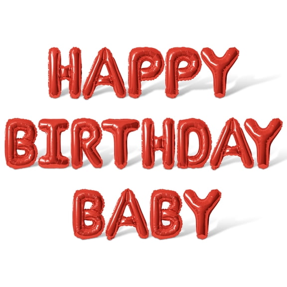 Letter Balloons - HAPPY BIRTHDAY BABY 16" Inch Alphabet Letters Foil Mylar Balloon Birthday Party Banner (Red)