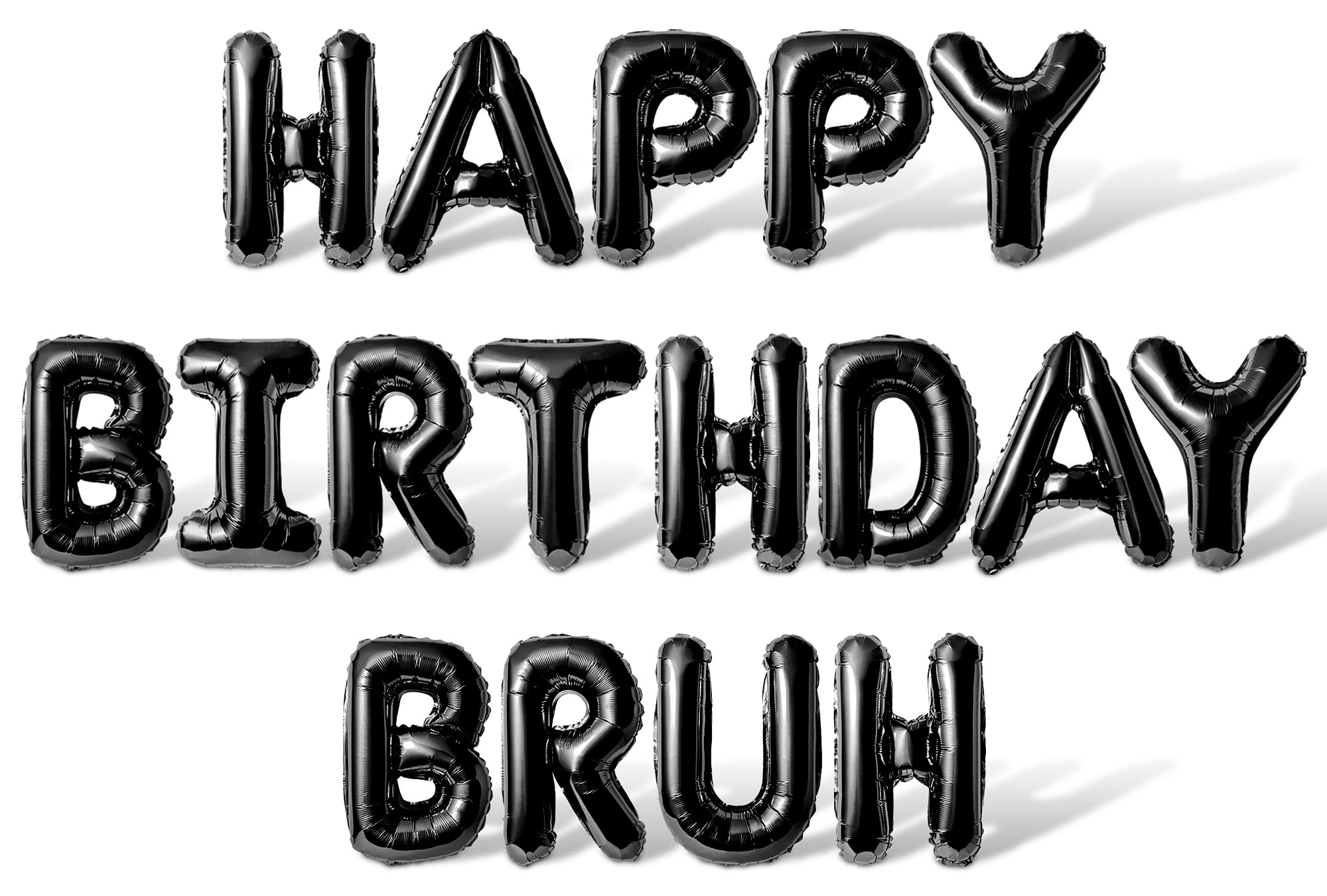 Letter Balloons - HAPPY BIRTHDAY BRUH 16" Inch Alphabet Letters Foil Mylar Balloon Birthday Party Banner (Black)