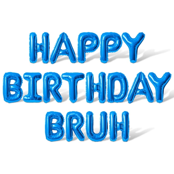 Letter Balloons - HAPPY BIRTHDAY BRUH 16" Inch Alphabet Letters Foil Mylar Balloon Birthday Party Banner (Blue)