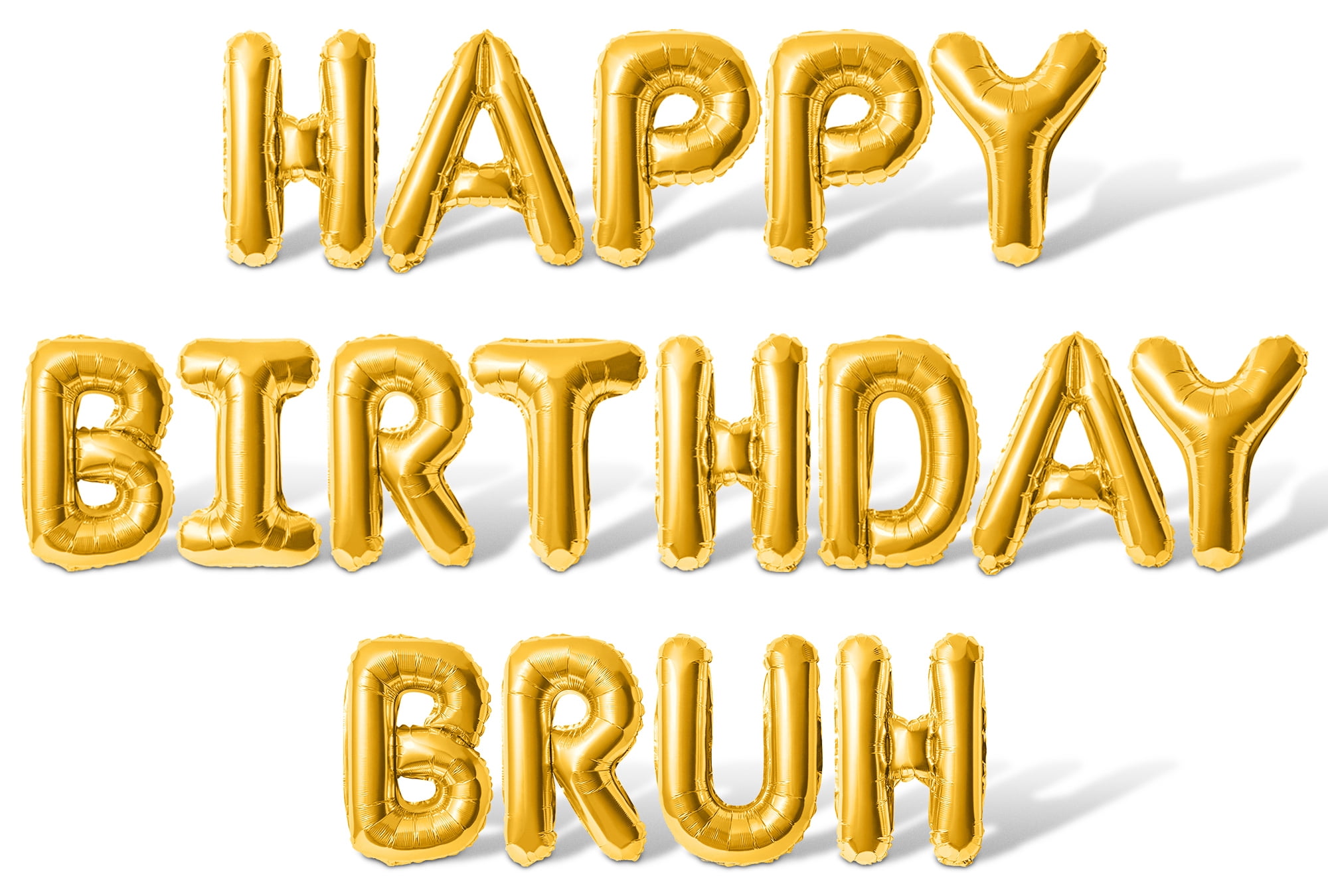Letter Balloons - HAPPY BIRTHDAY BRUH 16" Inch Alphabet Letters Foil Mylar Balloon Birthday Party Banner (Gold)