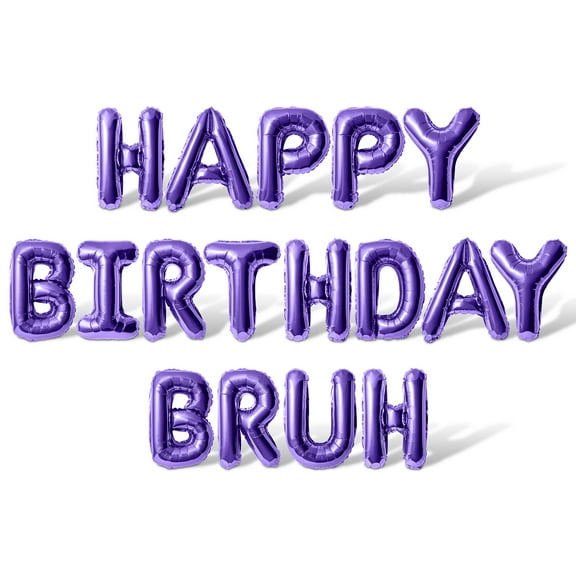 Letter Balloons - HAPPY BIRTHDAY BRUH 16" Inch Alphabet Letters Foil Mylar Balloon Birthday Party Banner (Purple)