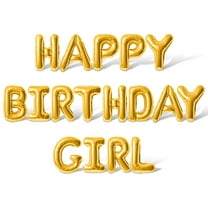 Letter Balloons - HAPPY BIRTHDAY GIRL 16" Inch Alphabet Letters Foil Mylar Balloon Birthday Party Banner (Gold)