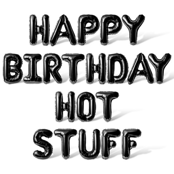 Letter Balloons - HAPPY BIRTHDAY HOT STUFF 16" Inch Alphabet Letters Foil Mylar Balloon Birthday Party Banner (Black)