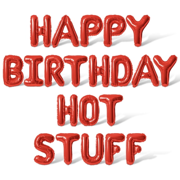 Letter Balloons - HAPPY BIRTHDAY HOT STUFF 16" Inch Alphabet Letters Foil Mylar Balloon Birthday Party Banner (Red)