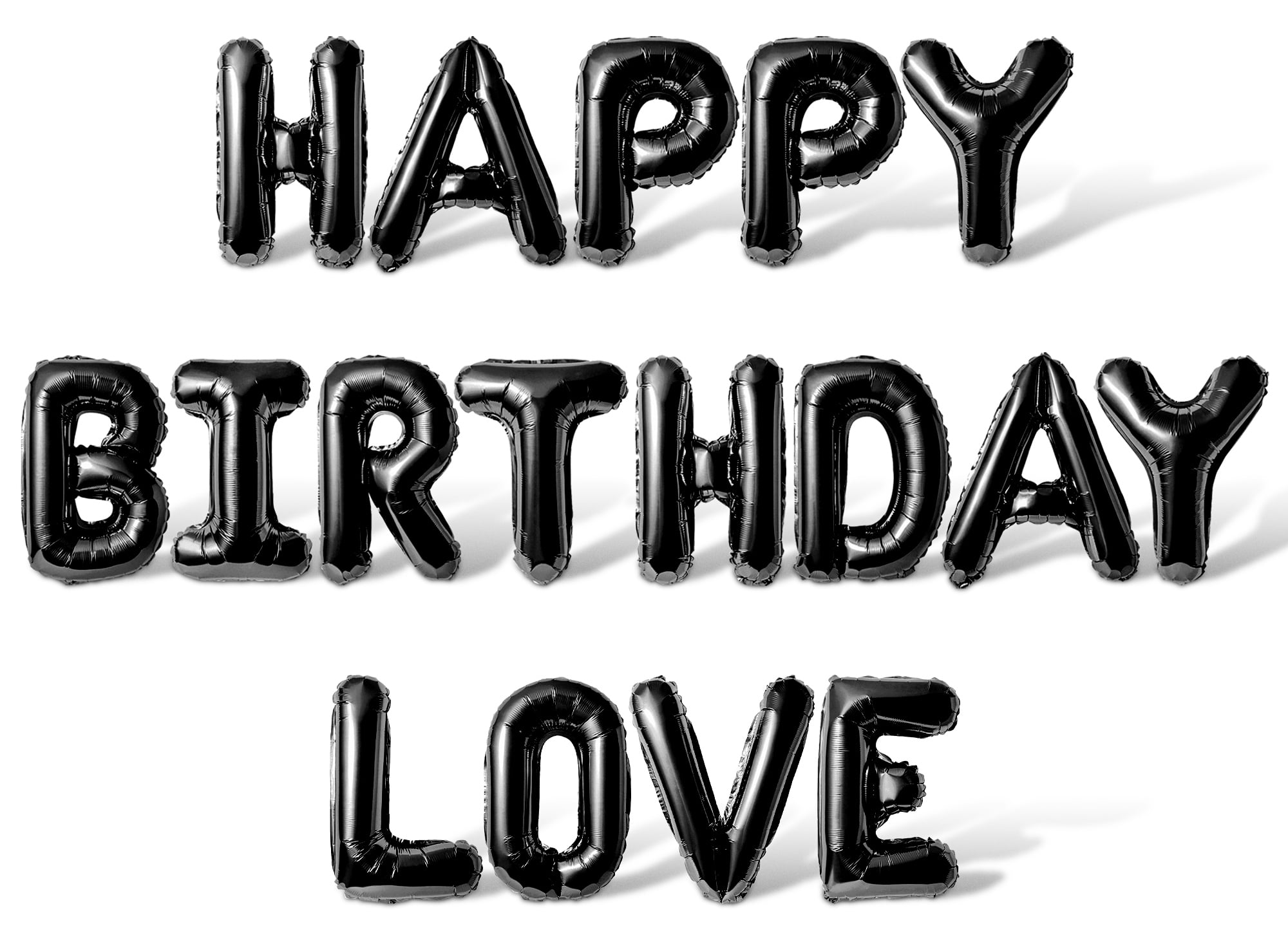 Letter Balloons - HAPPY BIRTHDAY LOVE 16" Inch Alphabet Letters Foil Mylar Balloon Birthday Party Banner (Black)