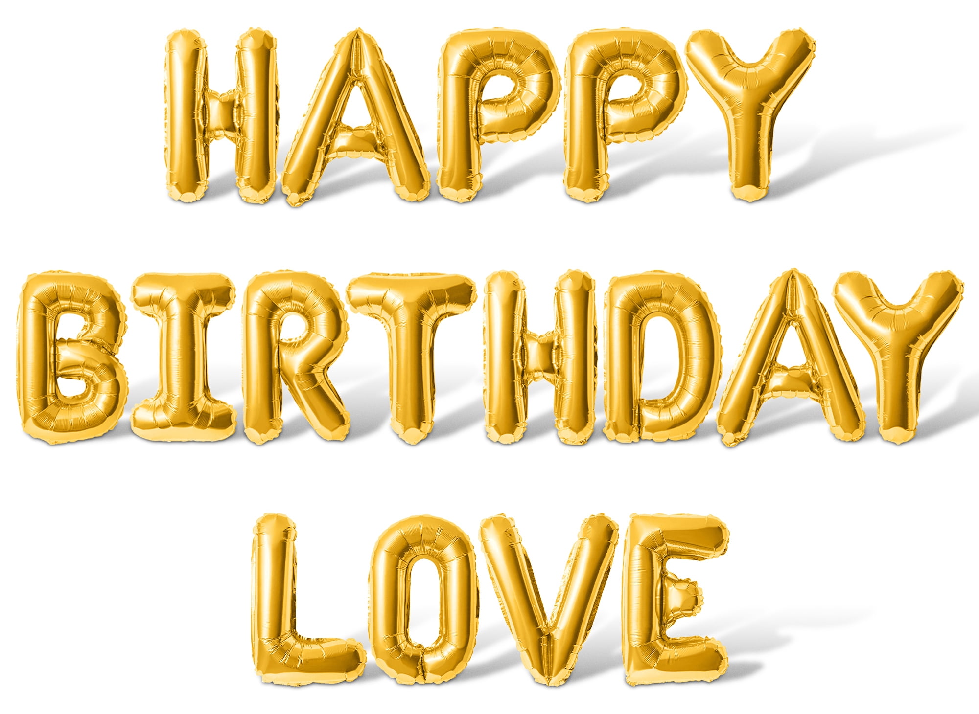 Letter Balloons - HAPPY BIRTHDAY LOVE 16" Inch Alphabet Letters Foil Mylar Balloon Birthday Party Banner (Gold)