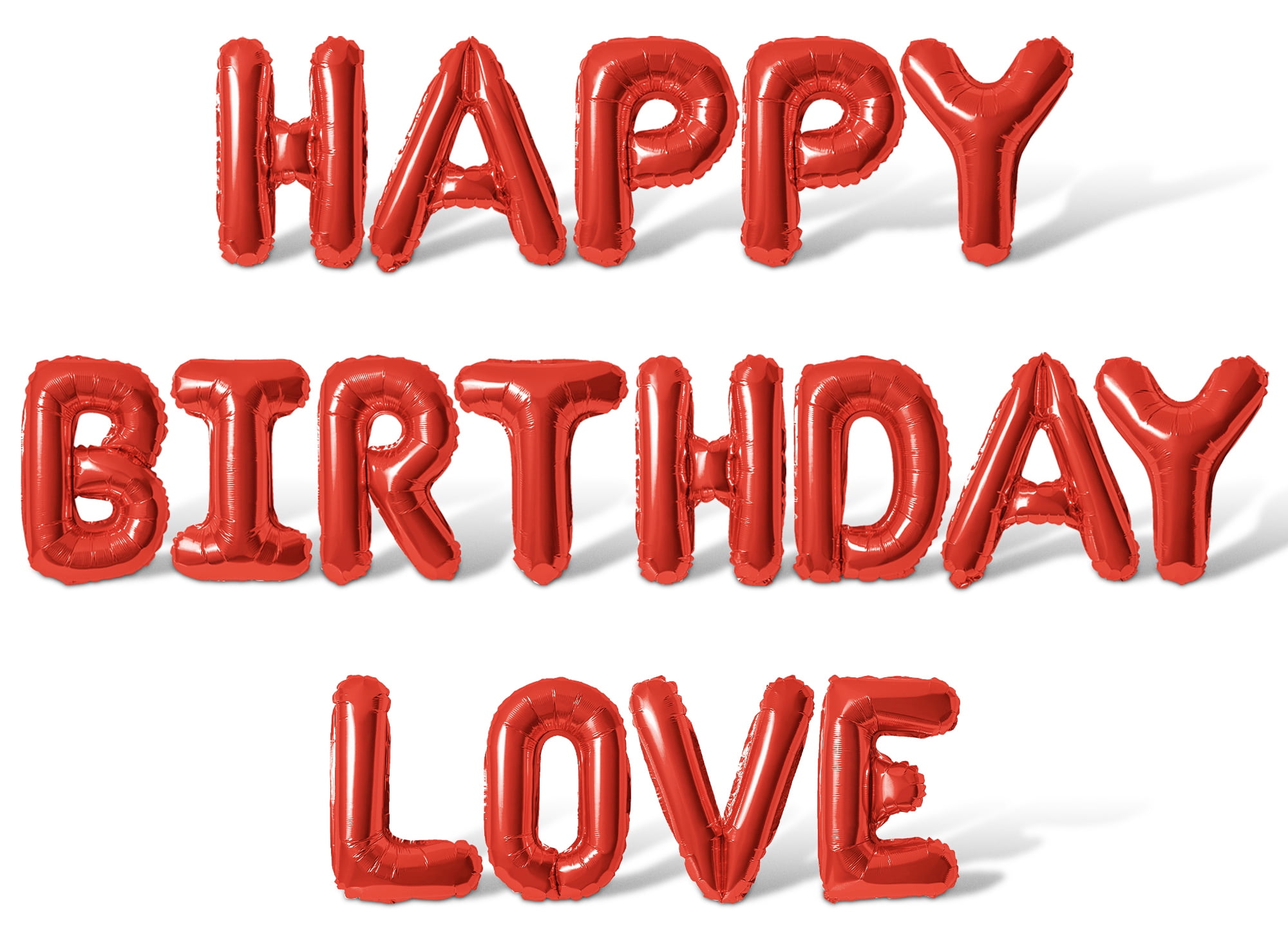Letter Balloons - HAPPY BIRTHDAY LOVE 16" Inch Alphabet Letters Foil Mylar Balloon Birthday Party Banner (Red)
