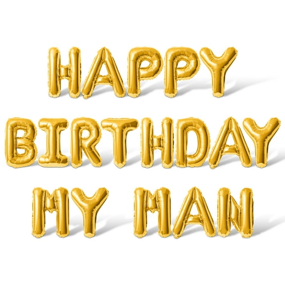 Letter Balloons - HAPPY BIRTHDAY MY MAN 16" Inch Alphabet Letters Foil Mylar Balloon Birthday Party Banner (Gold)