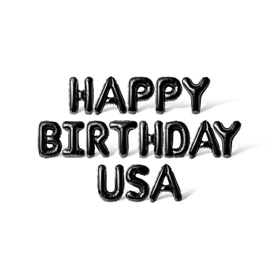 Letter Balloons - HAPPY BIRTHDAY USA 16" Inch Alphabet Letters Foil Mylar Balloon 4th of July Party Banner (Black)