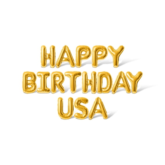 Letter Balloons - HAPPY BIRTHDAY USA 16" Inch Alphabet Letters Foil Mylar Balloon 4th of July Party Banner (Gold)