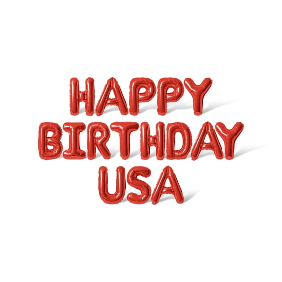 Letter Balloons - HAPPY BIRTHDAY USA 16" Inch Alphabet Letters Foil Mylar Balloon 4th of July Party Banner (Red)