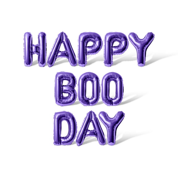 Letter Balloons - HAPPY BOO DAY 16" Inch Alphabet Letters Foil Mylar Balloon Halloween Party Banner (Purple)