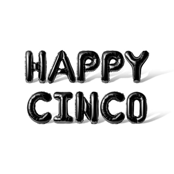 Letter Balloons - HAPPY CINCO 16" Inch Alphabet Letters Foil Mylar Balloon Cinco de Mayo Party Banner (Black)