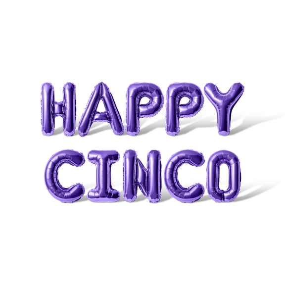 Letter Balloons - HAPPY CINCO 16" Inch Alphabet Letters Foil Mylar Balloon Cinco de Mayo Party Banner (Purple)
