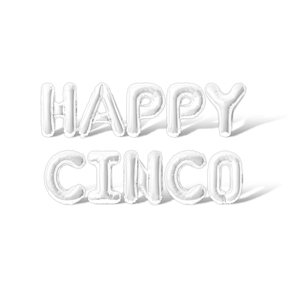 Letter Balloons - HAPPY CINCO 16" Inch Alphabet Letters Foil Mylar Balloon Cinco de Mayo Party Banner (White)