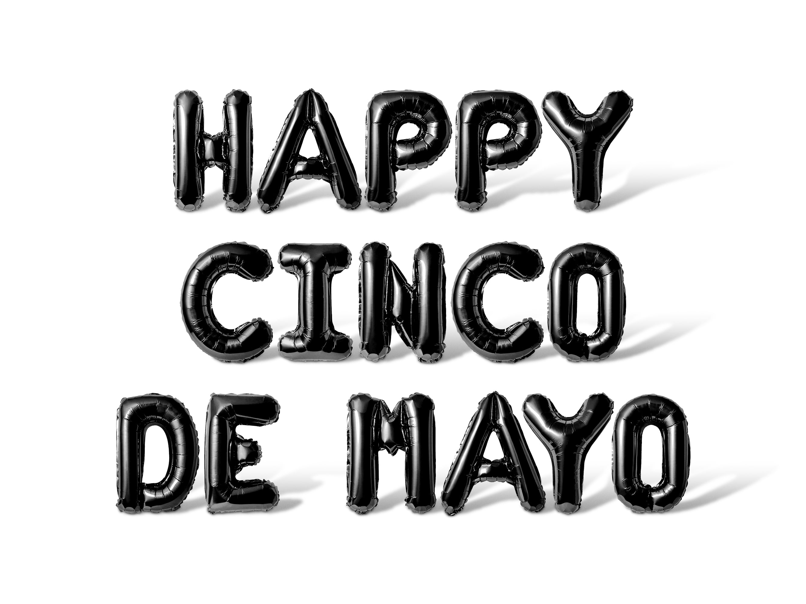 Letter Balloons - HAPPY CINCO DE MAYO 16" Inch Alphabet Letters Foil Mylar Balloon Cinco de Mayo Party Banner (Black)