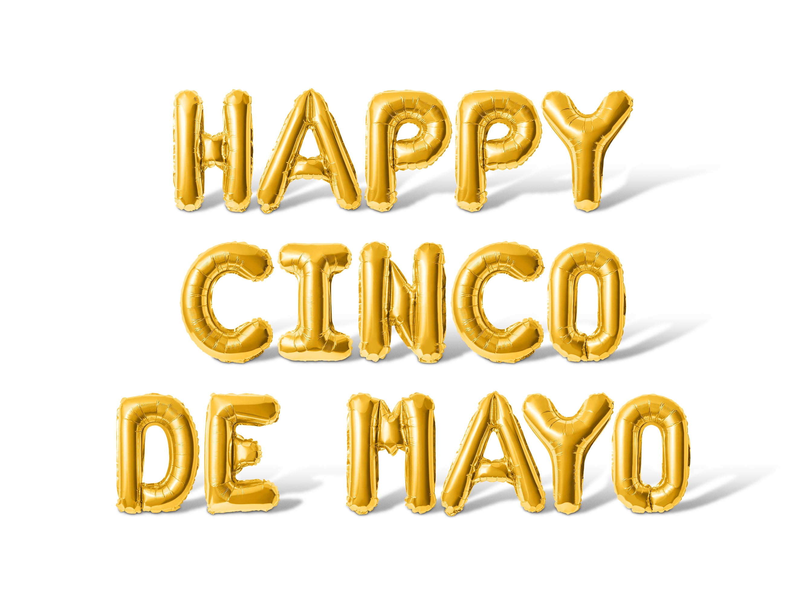 Letter Balloons - HAPPY CINCO DE MAYO 16" Inch Alphabet Letters Foil Mylar Balloon Cinco de Mayo Party Banner (Gold)