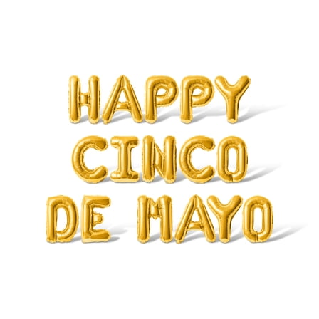 Letter Balloons - HAPPY CINCO DE MAYO 16" Inch Alphabet Letters Foil Mylar Balloon Cinco de Mayo Party Banner (Gold)