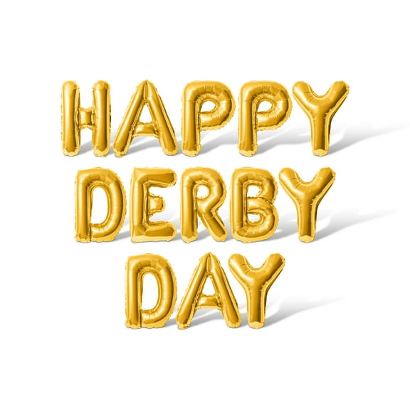 Letter Balloons - HAPPY DERBY DAY 16" Inch Alphabet Letters Foil Mylar Balloon Kentucky Derby Day Party Banner (Gold)