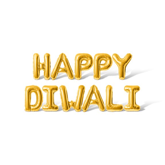 Letter Balloons - HAPPY DIWALI 16" Inch Alphabet Letters Foil Mylar Balloon Diwali Day Party Banner (Gold)