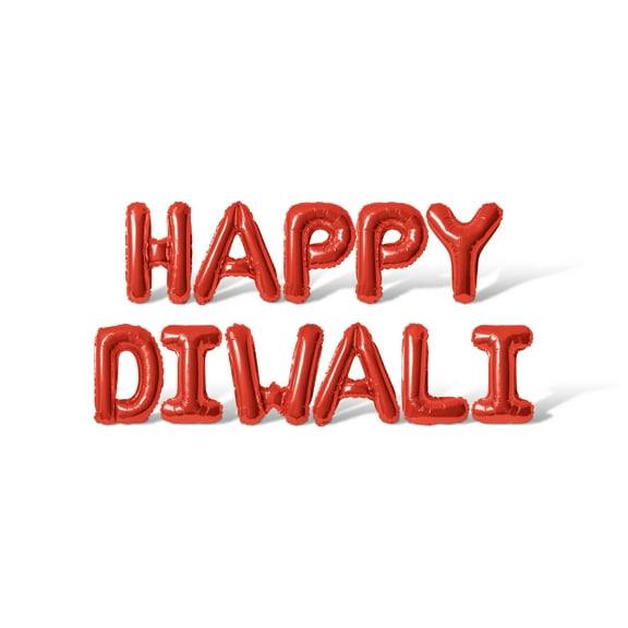 Letter Balloons - HAPPY DIWALI 16" Inch Alphabet Letters Foil Mylar Balloon Diwali Day Party Banner (Red)