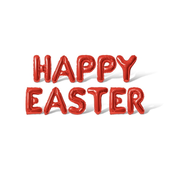 Letter Balloons - HAPPY EASTER 16" Inch Alphabet Letters Foil Mylar Balloon Easter Party Banner (Red)