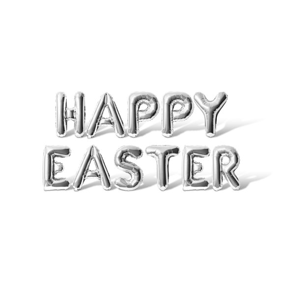 Letter Balloons - HAPPY EASTER 16" Inch Alphabet Letters Foil Mylar Balloon Easter Party Banner (Silver)
