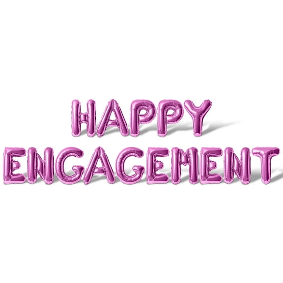 Letter Balloons - HAPPY ENGAGEMENT 16" Inch Alphabet Letters Foil Mylar Balloon Engagement Party Banner (Pink)