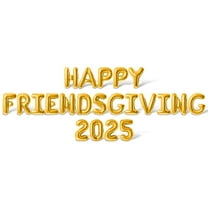 Letter Balloons - HAPPY FRIENDSGIVING 2025 16" Inch Alphabet Letters Foil Mylar Balloon Friendsgiving Party Banner (Gold)
