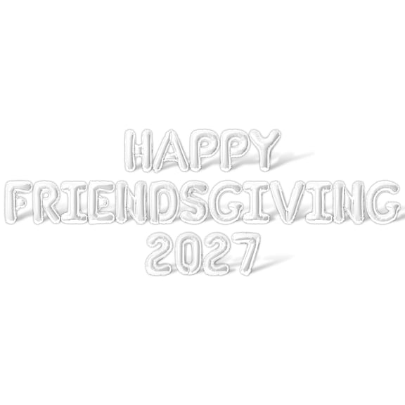 Letter Balloons - HAPPY FRIENDSGIVING 2027 16" Inch Alphabet Letters Foil Mylar Balloon Friendsgiving Party Banner (White)