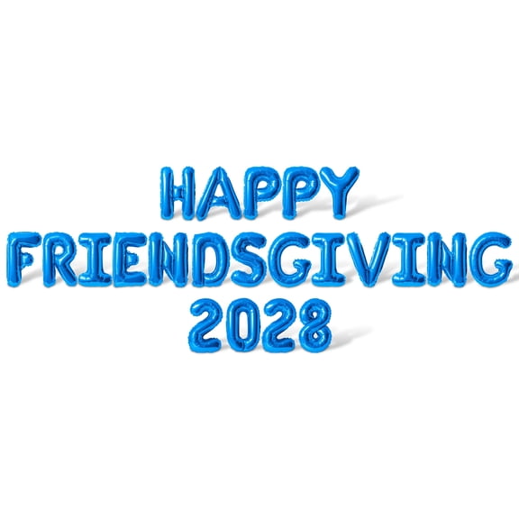 Letter Balloons - HAPPY FRIENDSGIVING 2028 16" Inch Alphabet Letters Foil Mylar Balloon Friendsgiving Party Banner (Blue)