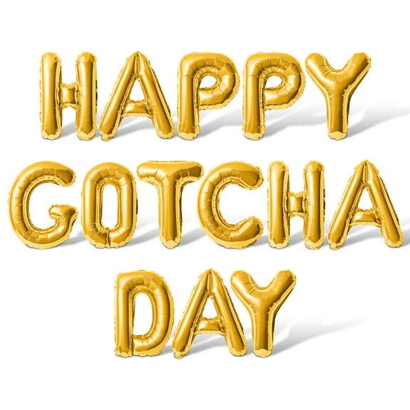 Letter Balloons - HAPPY GOTCHA DAY 16" Inch Alphabet Letters Foil Mylar Balloon Gotcha Day Party Banner (Gold)