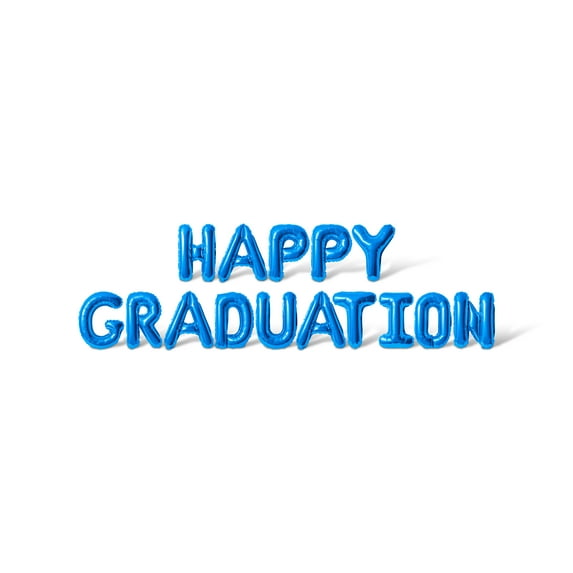Letter Balloons - HAPPY GRADUATION 16" Inch Alphabet Letters Foil Mylar Balloon Graduation Party Banner (Blue)