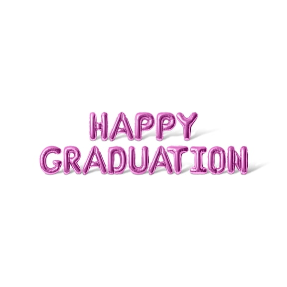 Letter Balloons - HAPPY GRADUATION 16" Inch Alphabet Letters Foil Mylar Balloon Graduation Party Banner (Pink)