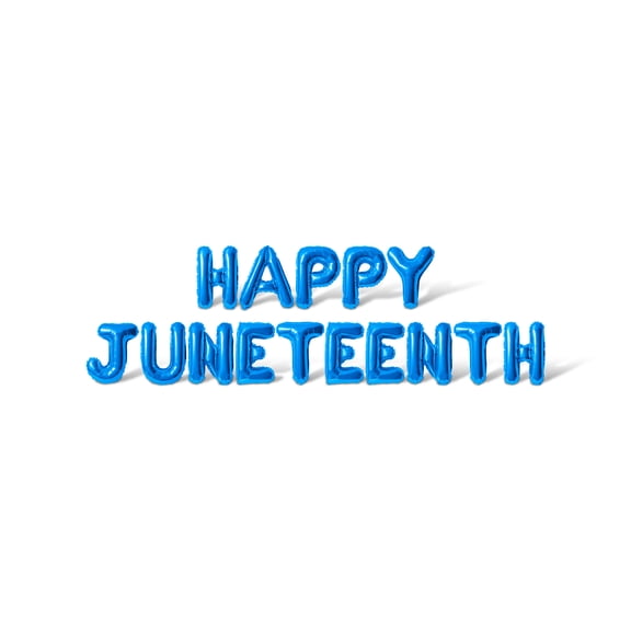 Letter Balloons - HAPPY JUNETEENTH 16" Inch Alphabet Letters Foil Mylar Balloon Juneteenth Party Banner (Blue)
