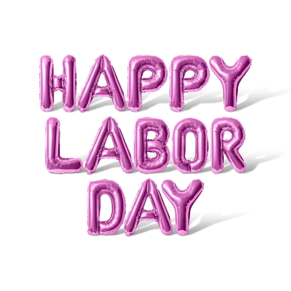 Letter Balloons - HAPPY LABOR DAY 16" Inch Alphabet Letters Foil Mylar Balloon Birthday Party Banner (Pink)